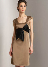 Noble Brown Square Neckline Satin A-line Womens Homecoming Dress 