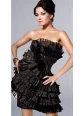 Noble Black Strapless Tulle Womens Homecoming Dress 