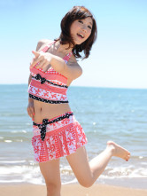 Red 82% Chinlon 18% Spandex Skirted Swimsuit
