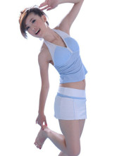 Light Blue 82% Chinlon 18% Spandex Skirted Swimsuit