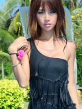 Populaire robe maillot de bain douce à la mode en nylon et spandex noir 
