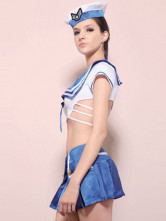 Ensemble de Satin court manchon Ladies Club jupe de 100 % bleu blanc