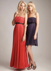 Robe de soirée simple de couleur raisin sans bretelles faite en moussline de soie speciale dames