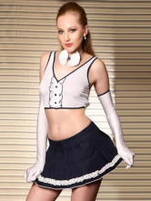 La valeur blanc bleu marine coton soie Bow Ladies jupe