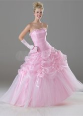 Robe de bal de princesse rose en tulle sans bretelles pour bal des finissants