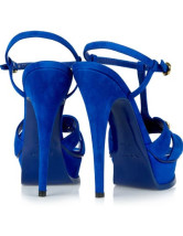 Sandales en bleu populaire à talons hauts en daim de peau de mouton 