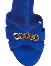 Sandales en bleu populaire à talons hauts en daim de peau de mouton 