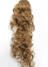 Golden High Temperature Resistant Fibern 60cm Ladies Hair Extensions