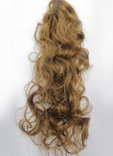 Golden High Temperature Resistant Fibern 60cm Ladies Hair Extensions