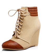 Khaki Cloth Beautiful 2 3/4'' Heel Womens Wedge Boots
