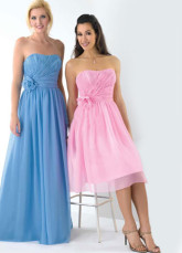 Sweet Pink Chiffon Strapless Knee Length Junior Bridesmaid Dress