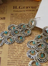 Mode d'argent Peacock 13 cm en alliage Womens Clubwear boucles d'oreilles
