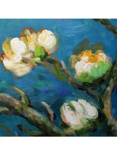 Peinture à l’huile manuelle Branches Amande en fleurs: San Remy,c.1890 peinture à l’huile par Vincent Van Gogh avec Cadre Etiré
