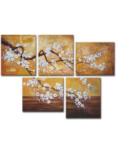 Peinture à L'huile Manuelle sur Canevas Artistique Fleur Prune 