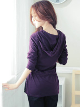 Superbe pourpre longues manches laine Womens Hoodie