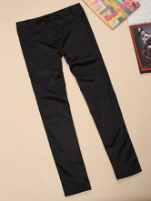 Pantalons Droits Féminins Coton Satin Noirs Sexy Splendides