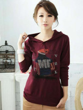 Superbe Bourgogne longues manches laine Womens Hoodie