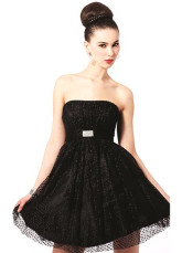 Glamorous Short Black Strapless Lace Womens Homecoming Dress