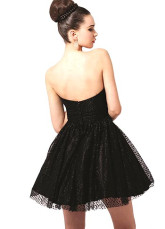 Glamorous Short Black Strapless Lace Womens Homecoming Dress