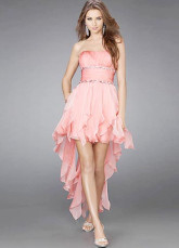 Glamorous Short Pink Strapless Chiffon Womens Homecoming Dress