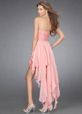 Glamorous Short Pink Strapless Chiffon Womens Homecoming Dress