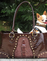 Sacs de transport Pour Chien PU 46*22*25cm  Brun Foncé Chaud 