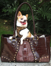 Sacs de transport Pour Chien PU 46*22*25cm  Brun Foncé Chaud 