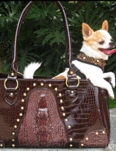 Sacs de transport Pour Chien PU 46*22*25cm  Brun Foncé Chaud 