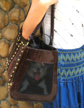 Sacs de transport Pour Chien PU 46*22*25cm  Brun Foncé Chaud 