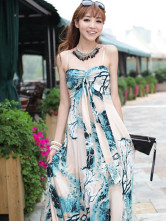 Charme coloré rayonne Viscose sans bretelles Sweetheart Womens Maxi Dress