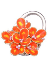 Modern Foldable Orange 80mm 91g Zinc Rhinestone Purse Hanger