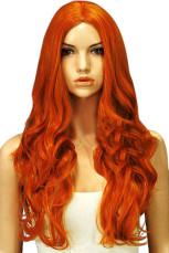 Orange 70cm Beautiful High Temperature Resistant Fiber Synthetic Wigs