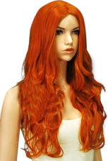 Orange 70cm Beautiful High Temperature Resistant Fiber Synthetic Wigs