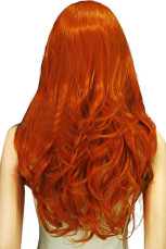 Orange 70cm Beautiful High Temperature Resistant Fiber Synthetic Wigs