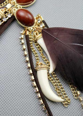 Vintage Fashion alliage coloré Feather Tassel Ladies boucles d'oreilles
