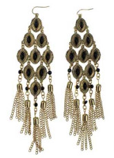 Modern Retro Tassel Golden Alloy 14*3.5cm Womens Fashion Earring
