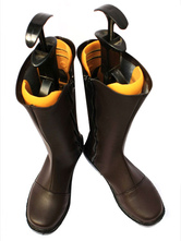 Coffee 1 3/5'' Heel Hakuouki Faux Leather Cosplay Shoes