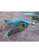 Graceful Blue Peacock Feather Alloy 35cm Womens Hair Extension 