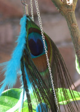 Graceful Blue Peacock Feather Alloy 35cm Womens Hair Extension 