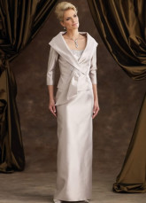 Noble Ivory Satin A-Line Mother of The Bride Dress