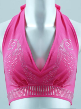 Coton strass fuchsia Top Dance du ventre