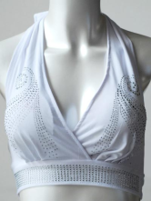 Sexy Strass Coton Blanc Belly Dance Top