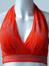 Cotton Belly Red strass Top Danse