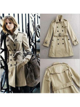Elegant khaki Cotton Trench Coat For Women