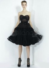 Lace Sweetheart Knee Length Little Black Dress