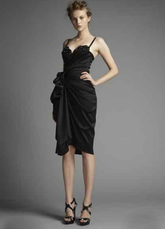 Satin Spaghetti Knee Length Little Black Dress