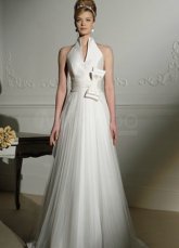 Modern White Organza A-line Halter Wedding Dress