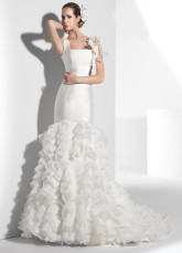 White Mermaid Trumpet Satin Floor Length Fall Fashion Trends Ladies Wedding Dress