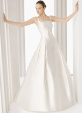 Fantastic White Satin A-line Sweep Empire Waist Wedding Dress