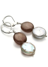 Boucles 14 K or AA 7-8 mm bouton blanc d'eau douce perle de pour dames